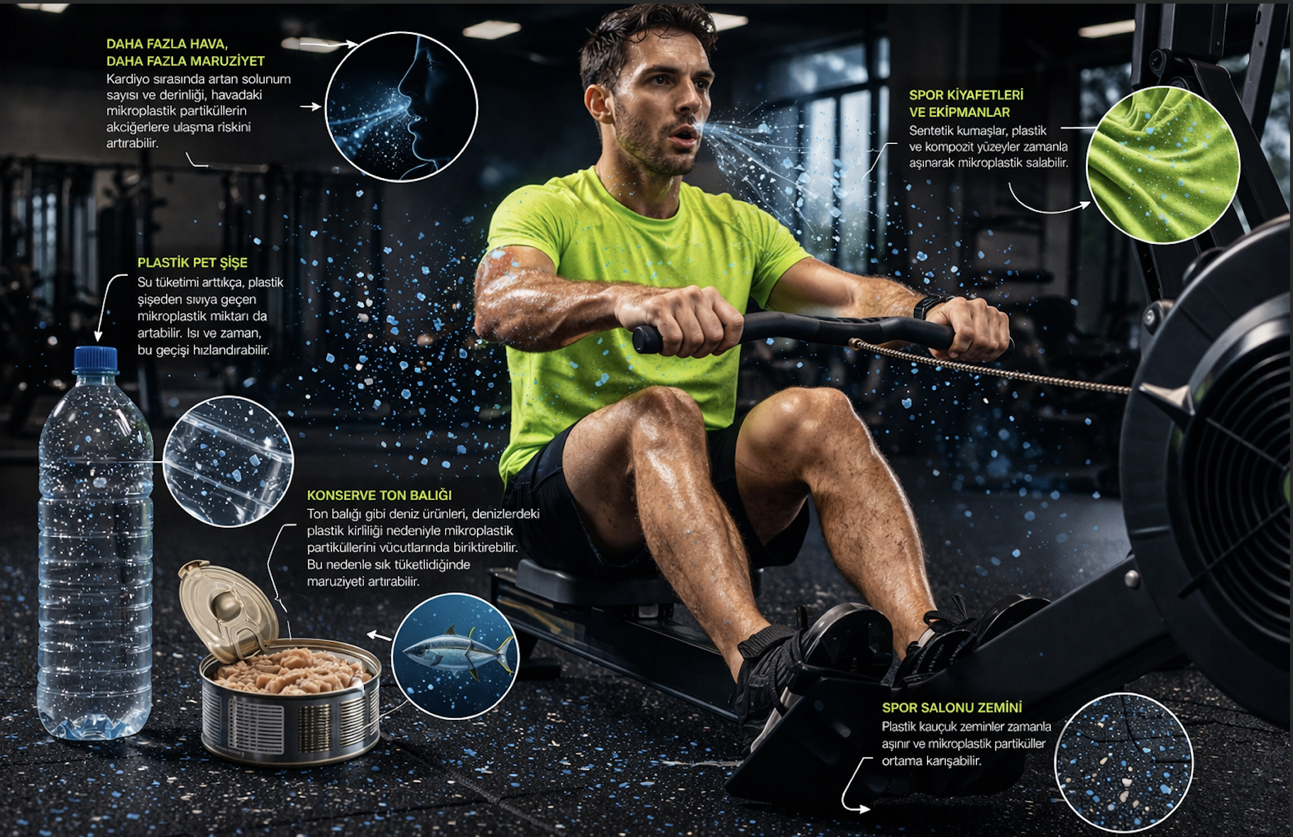 Fitness yapan bireyde olası mikroplastik maruziyet kaynakları