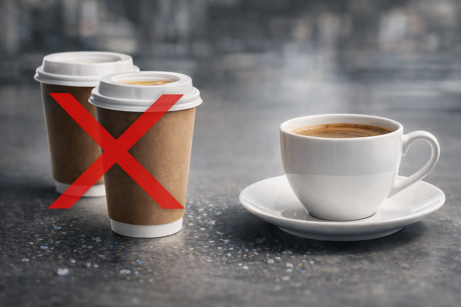 Plastik take away bardak yerine porselen fincan tercihi