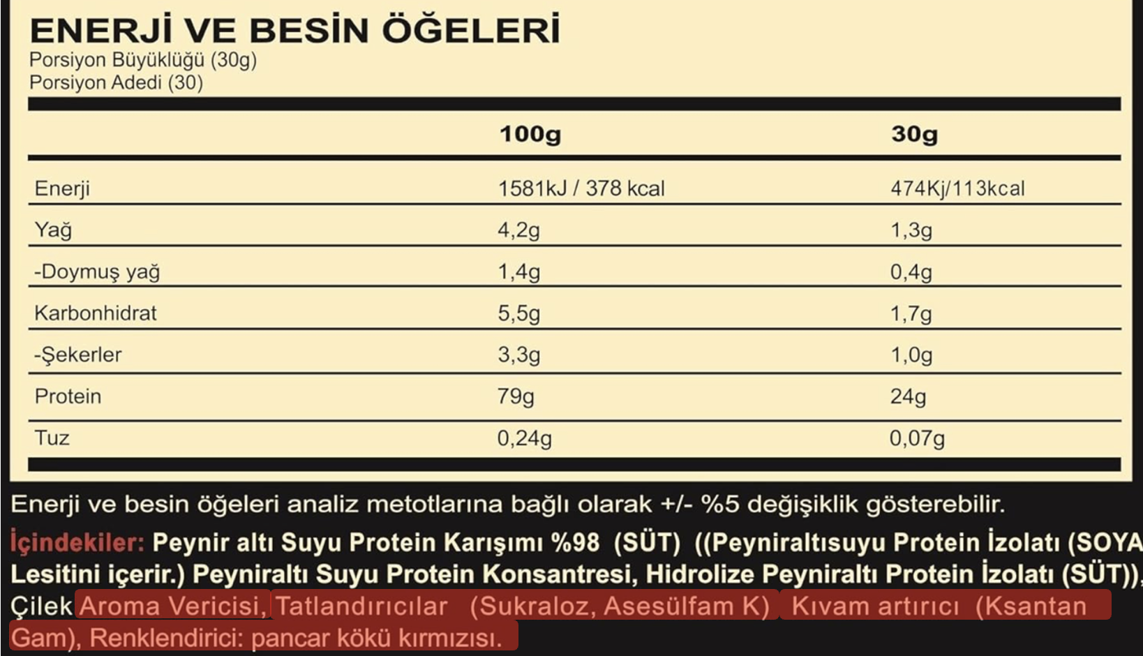 Protein tozu katkı maddeleri